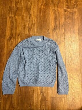 Light Blue Knit Crewneck Sweater for Kids